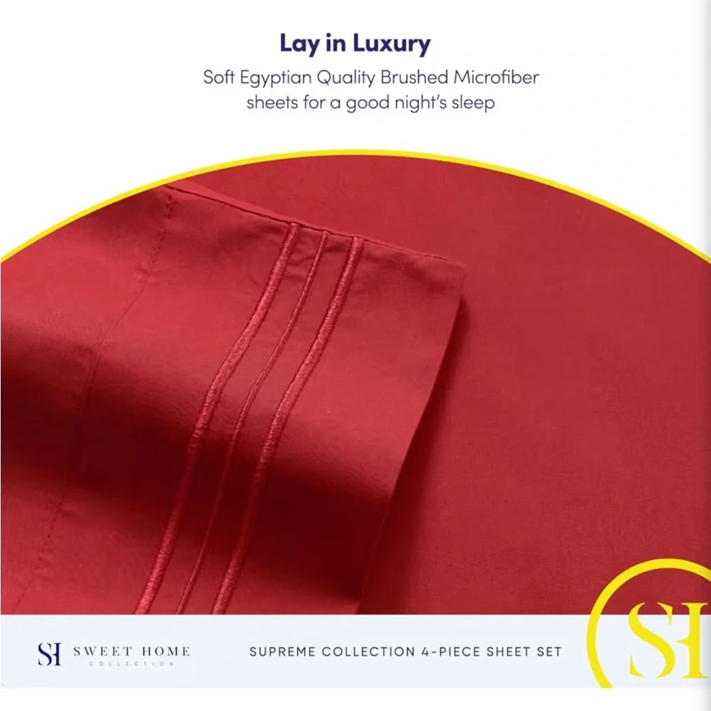 Queen Size Red Bedding Sheet Set - Classic Comfort
